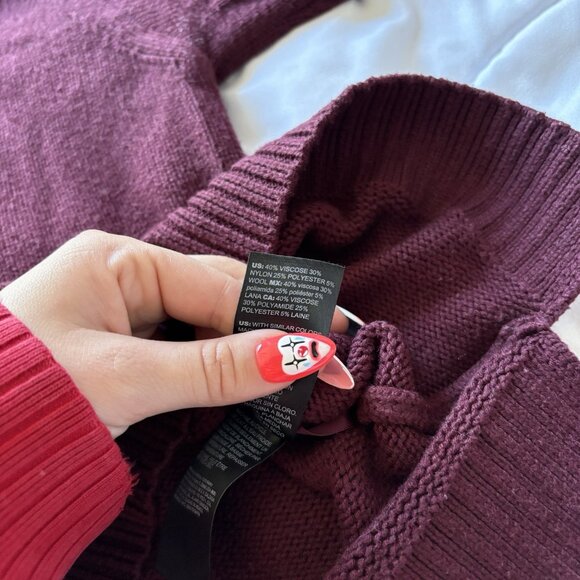 White House Black Market Pullover Burgundy Wool Blend Sweater Womens Size Small - Picture 7 of 8